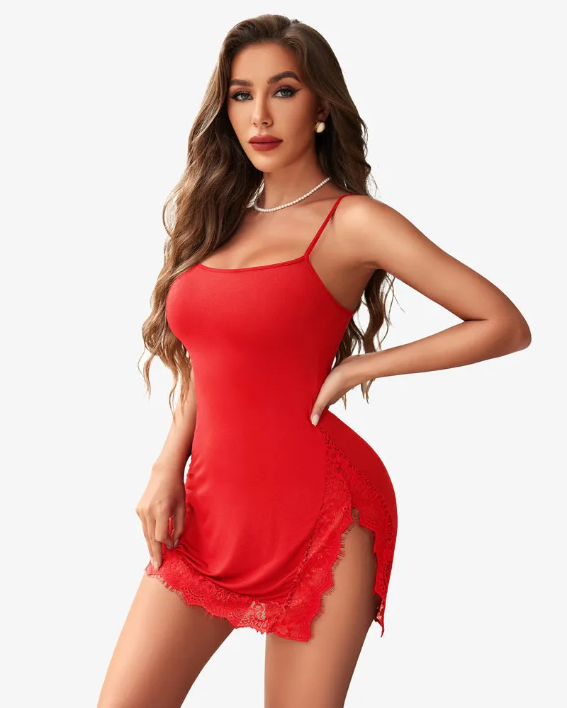 Slip Sleepwear Lace Soft Nightdress