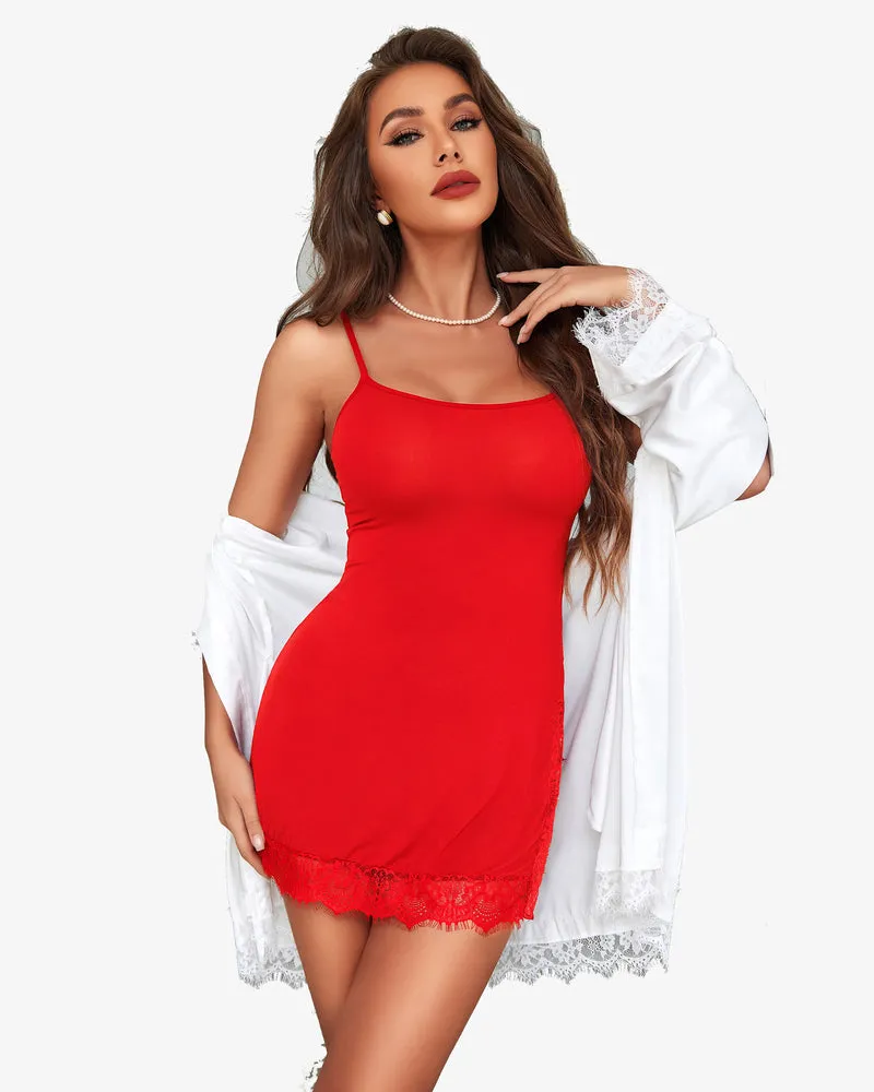 Slip Sleepwear Lace Soft Nightdress