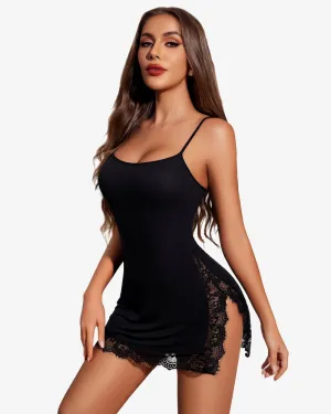 Slip Sleepwear Lace Soft Nightdress