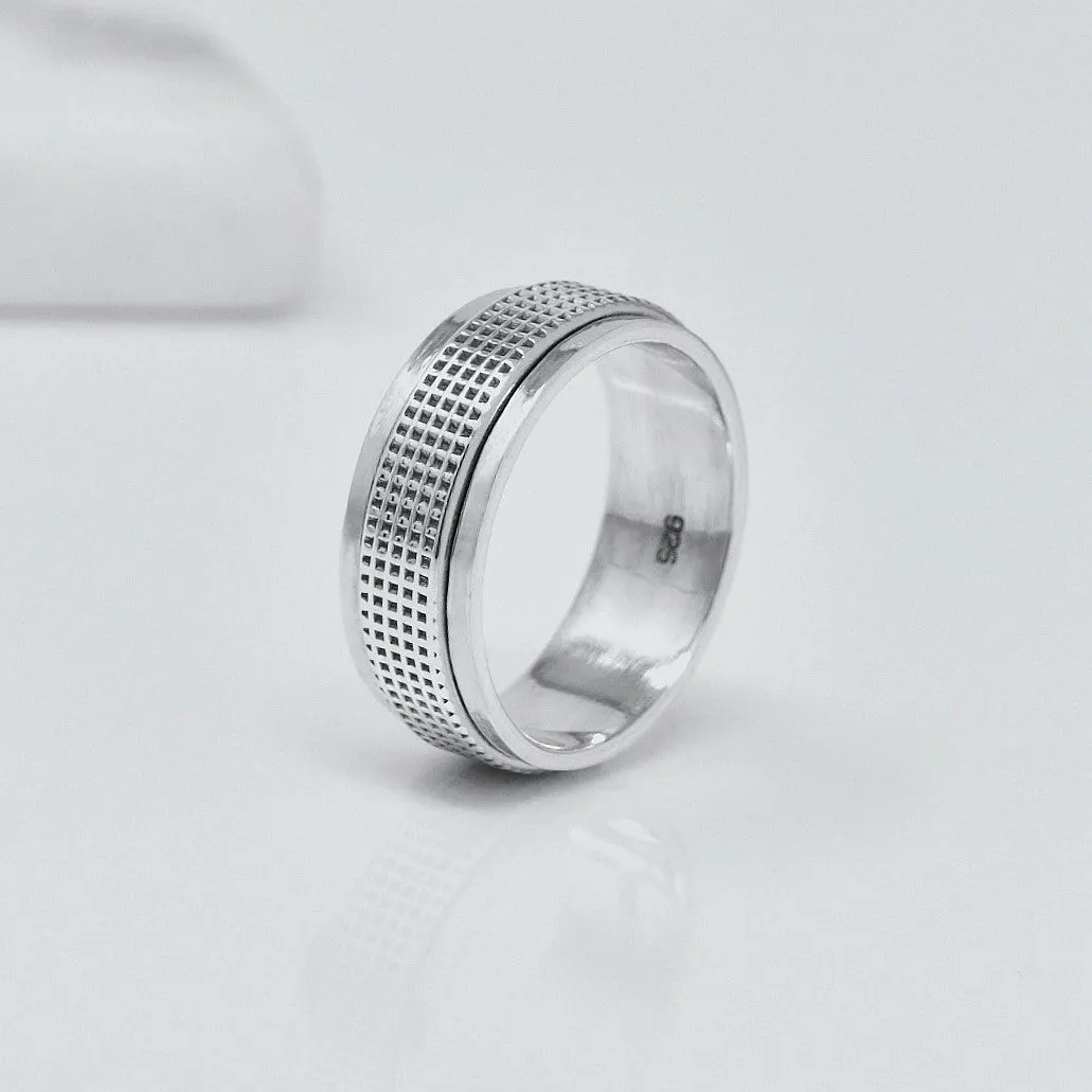 Solid 925 Sterling Silver Ring, Spinning Ring for Men