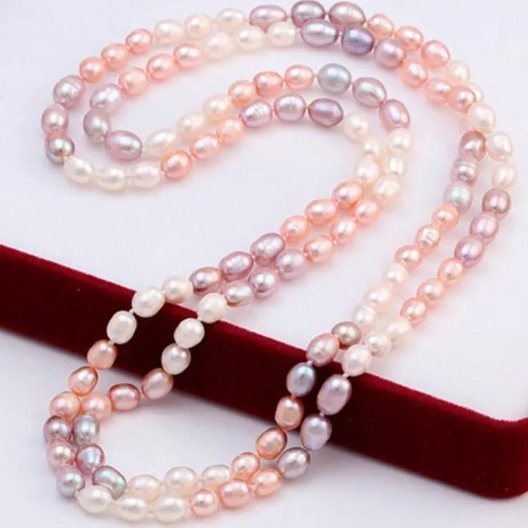 Stunning 7-8mm Freshwater Pearl Necklace For Women , Length -120cm/48"