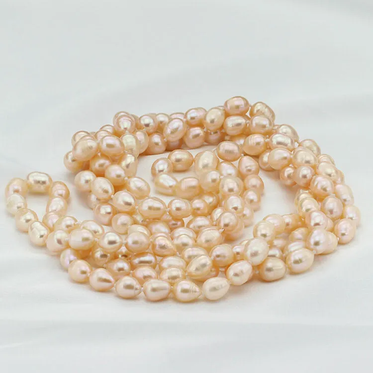 Stunning 7-8mm Freshwater Pearl Necklace For Women , Length -120cm/48"