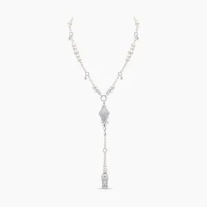 Tassel 18K Gold Freshwater Pearl and Diamond Necklace