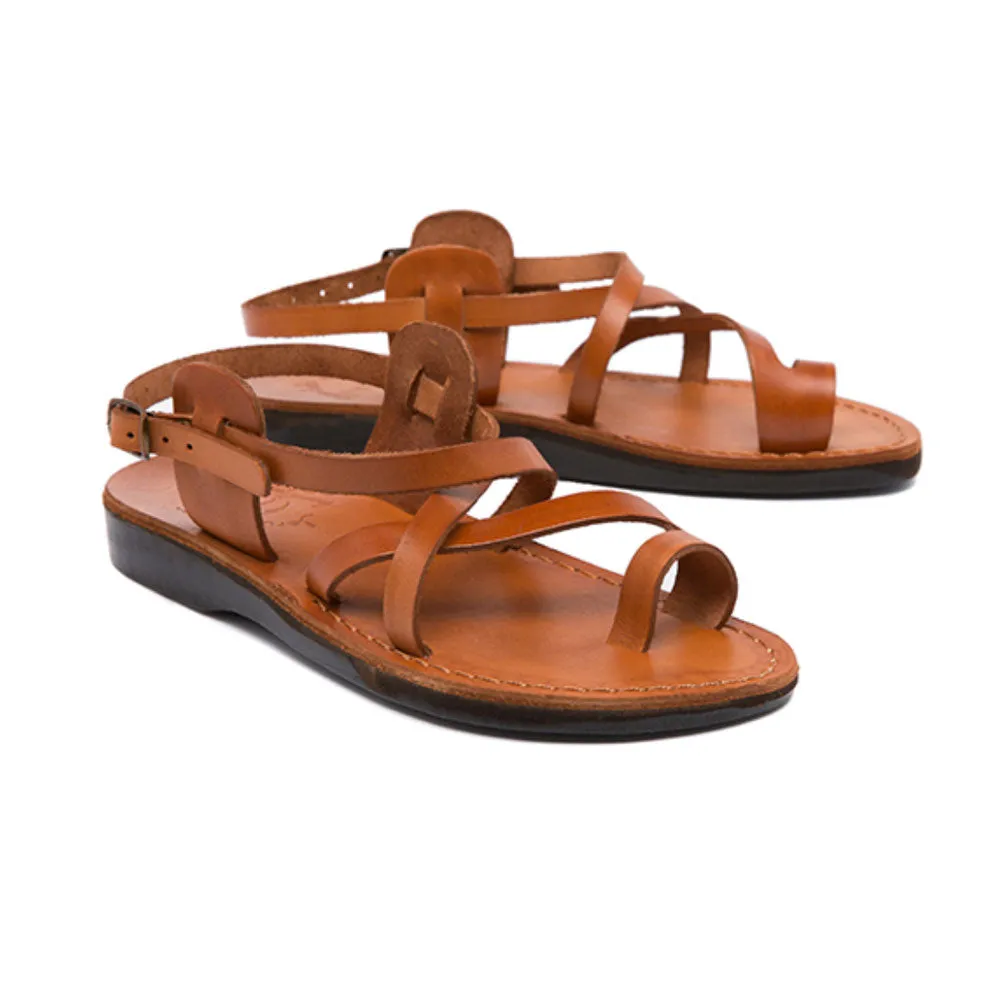 The Good Shepherd Buckle - Leather Toe Loop Sandal | Honey