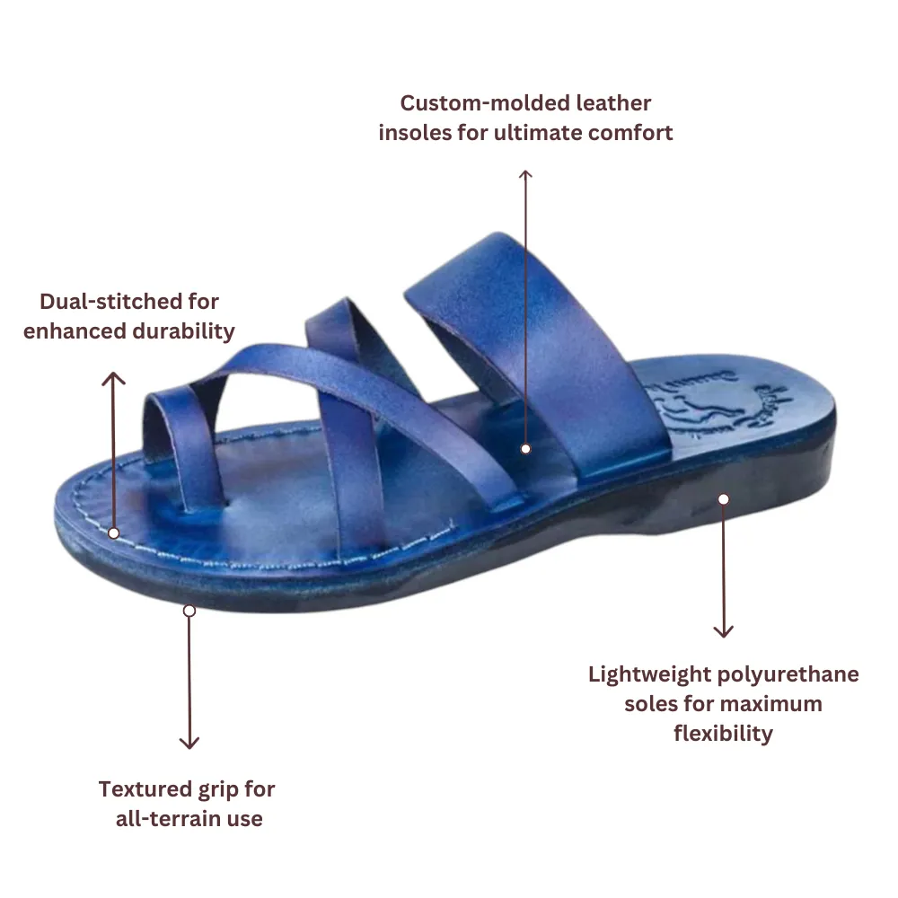 The Good Shepherd - Leather Toe Loop Slide | Blue