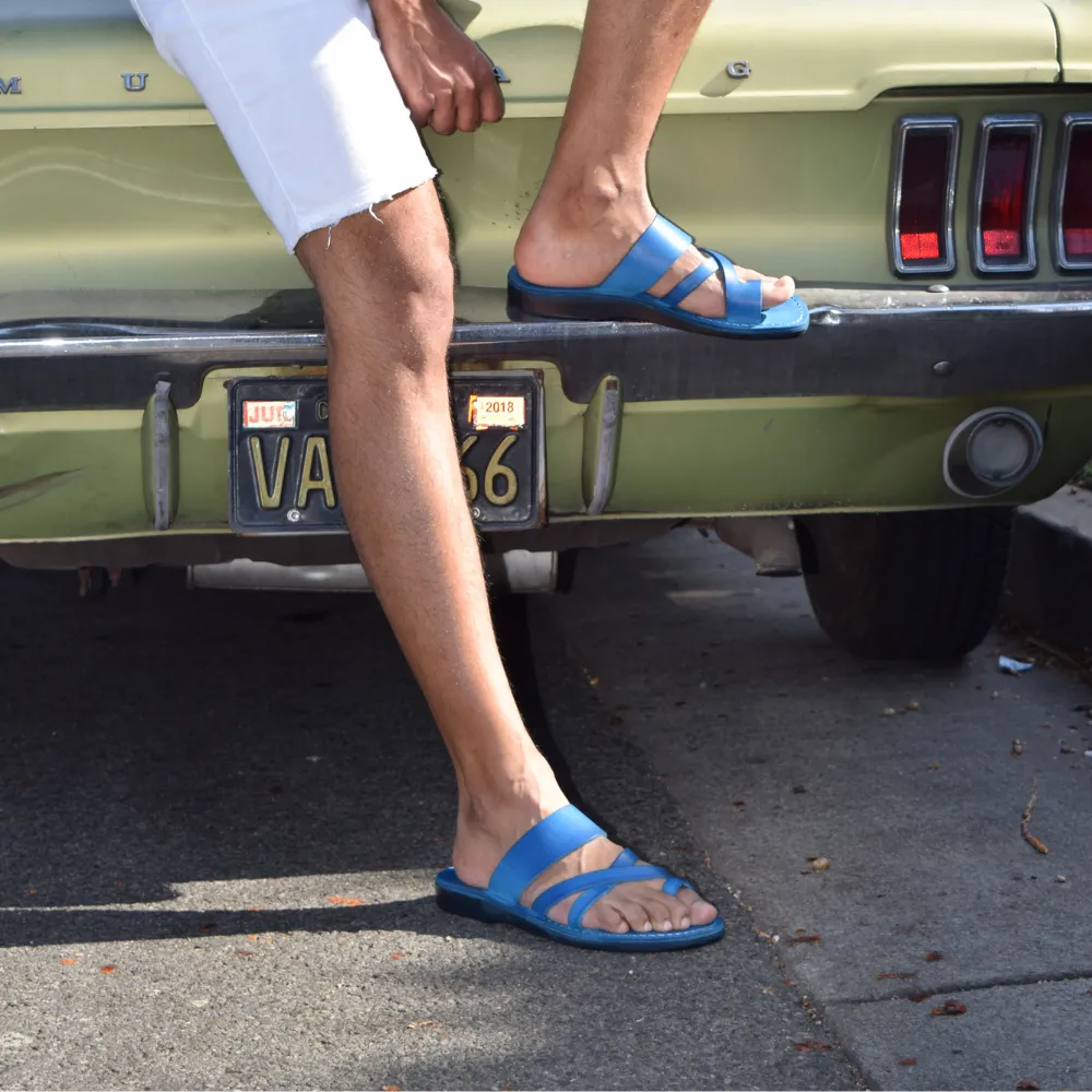 The Good Shepherd - Leather Toe Loop Slide | Blue