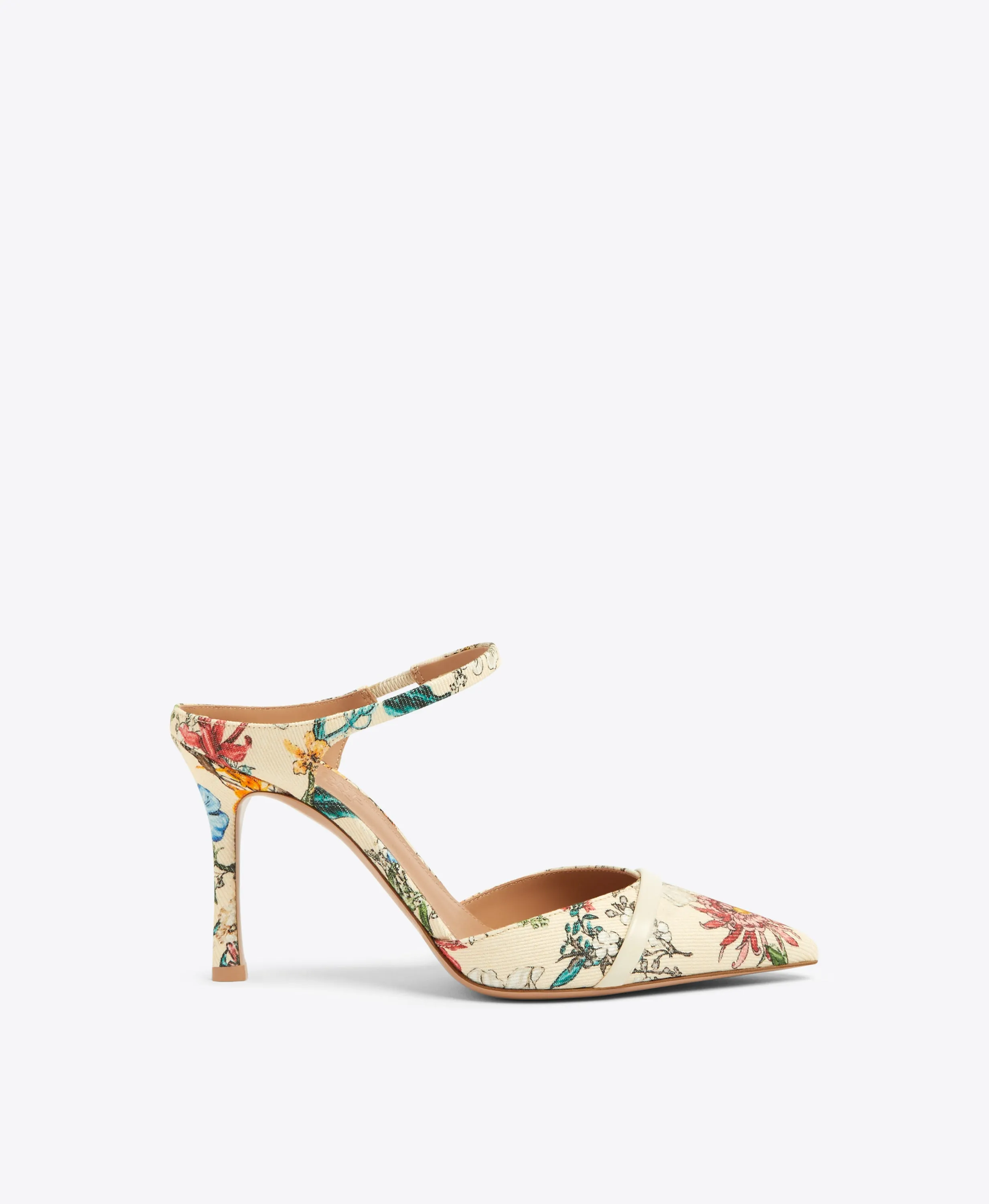 Uma 90 Floral Cream Canvas Mules