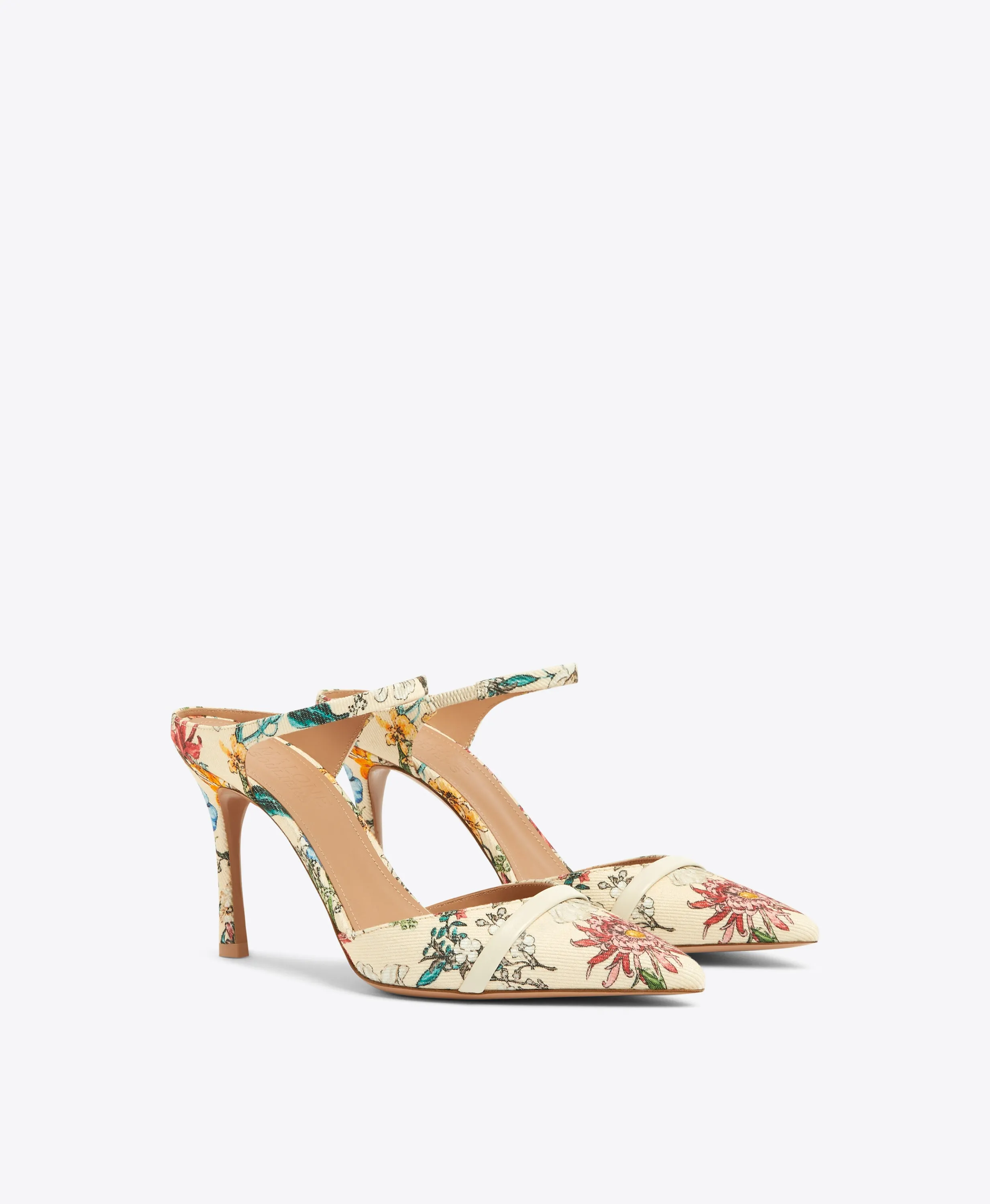 Uma 90 Floral Cream Canvas Mules