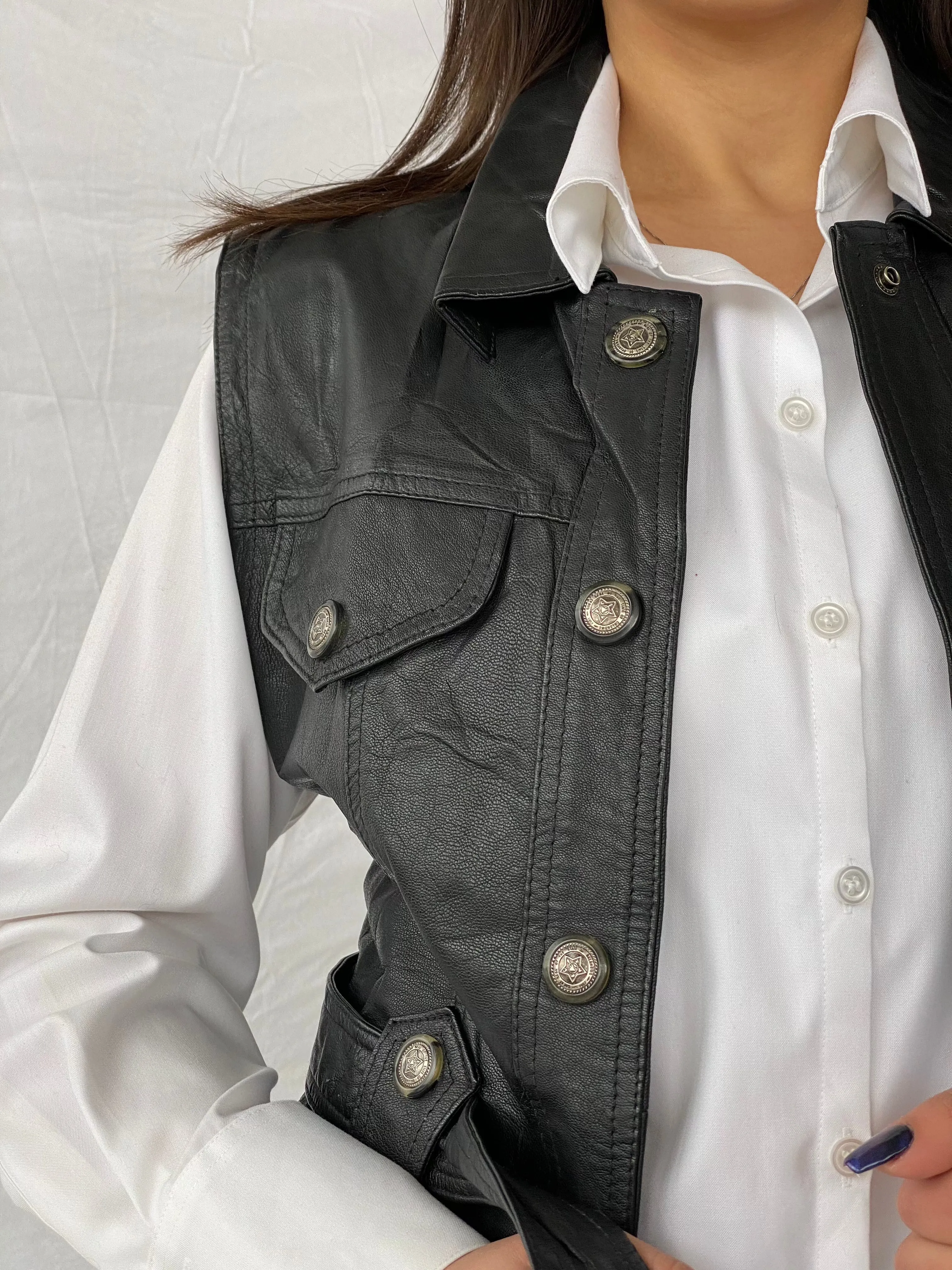 Vintage Classic Woman Genuine Leather Biker’s Vest