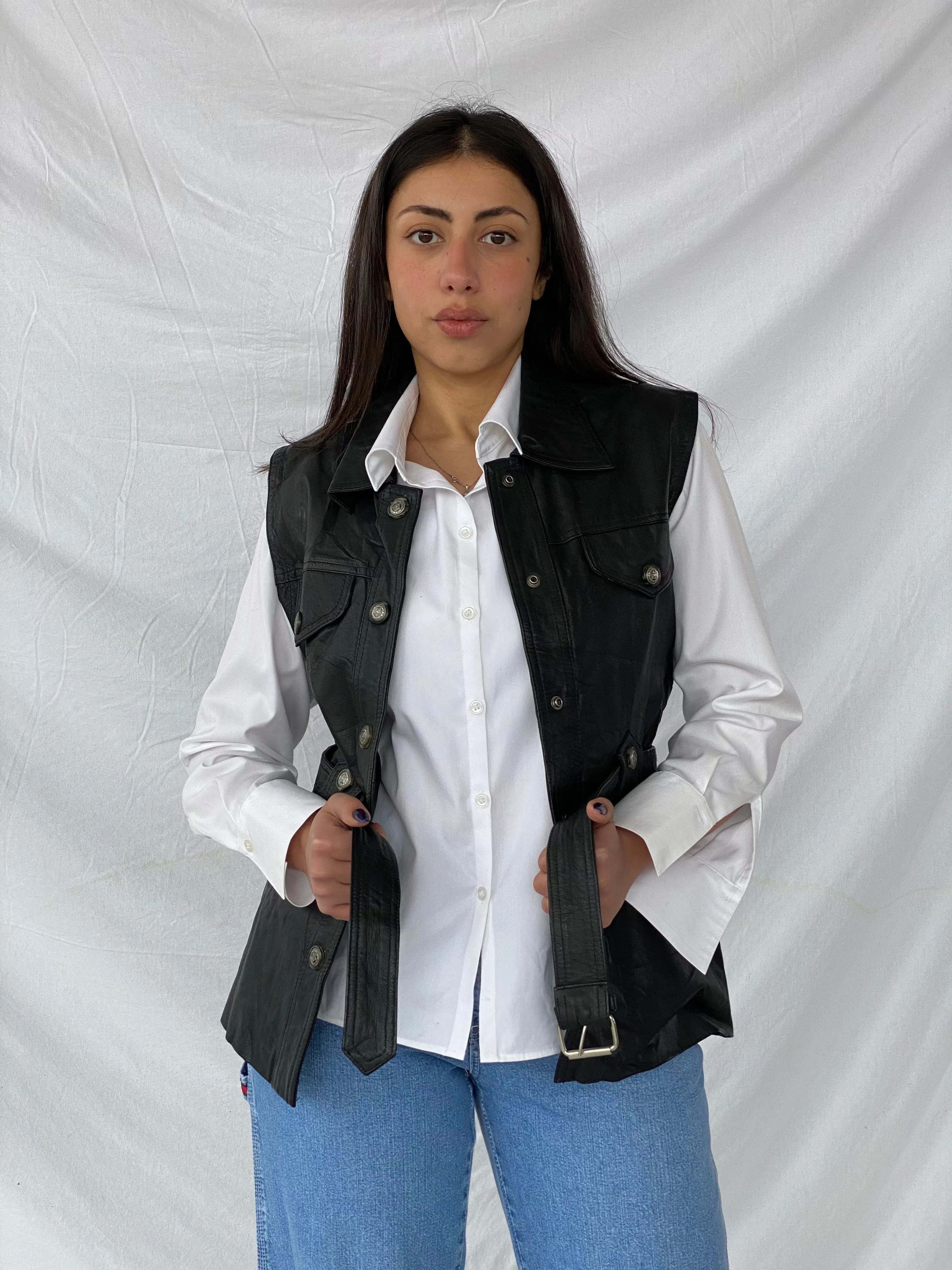 Vintage Classic Woman Genuine Leather Biker’s Vest