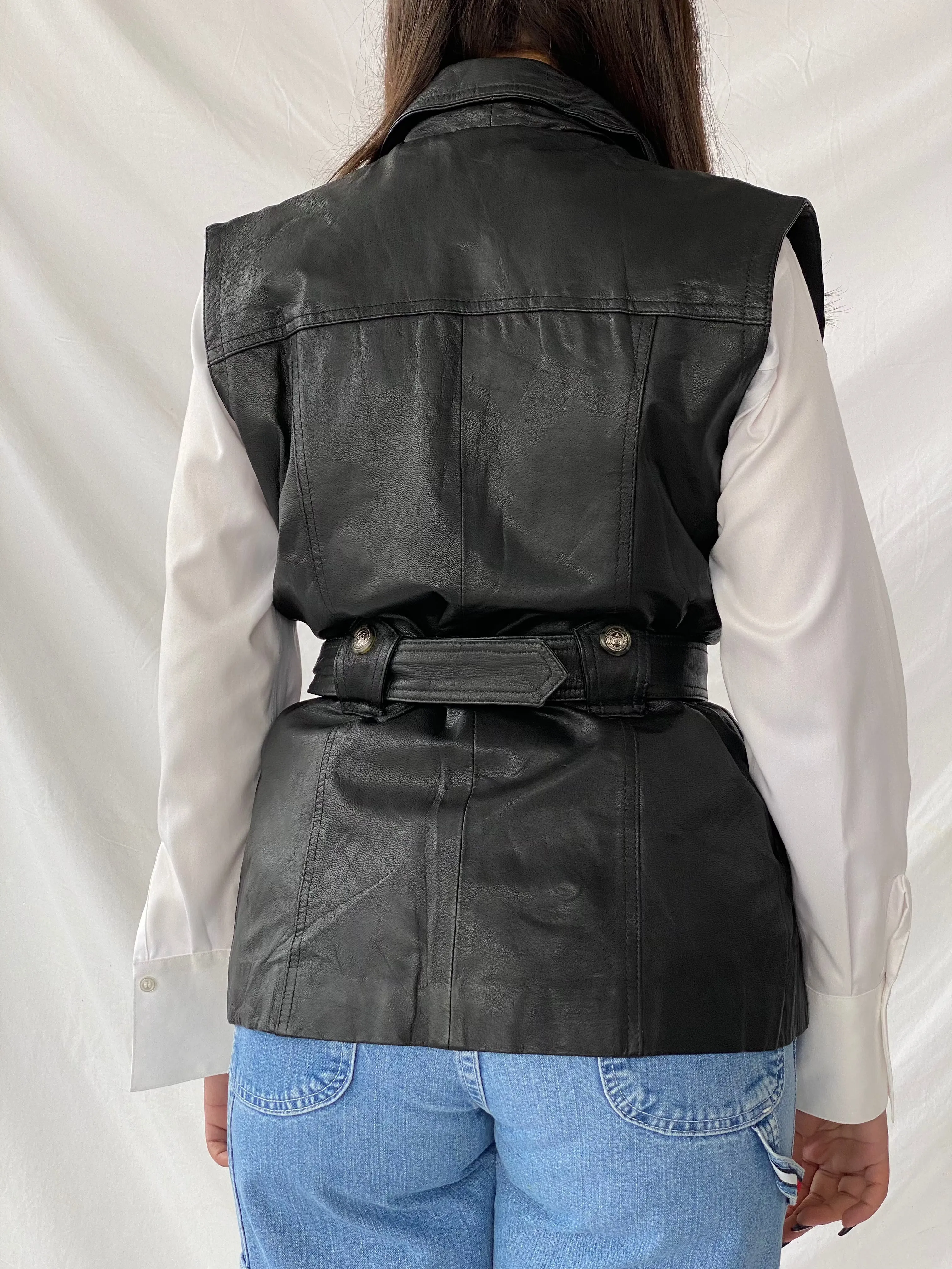 Vintage Classic Woman Genuine Leather Biker’s Vest