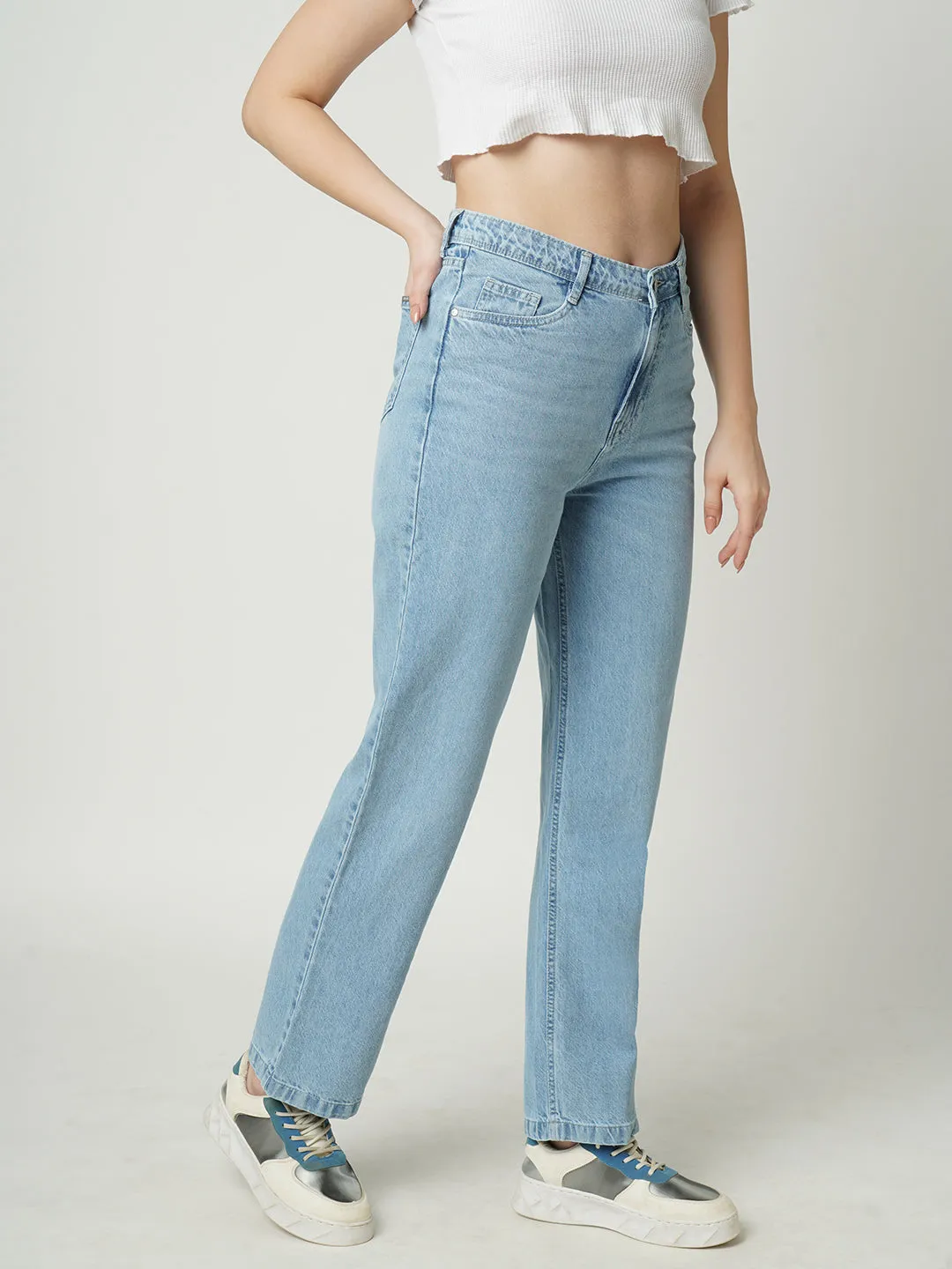 Women High-Rise Loose Straight Fit Jeans