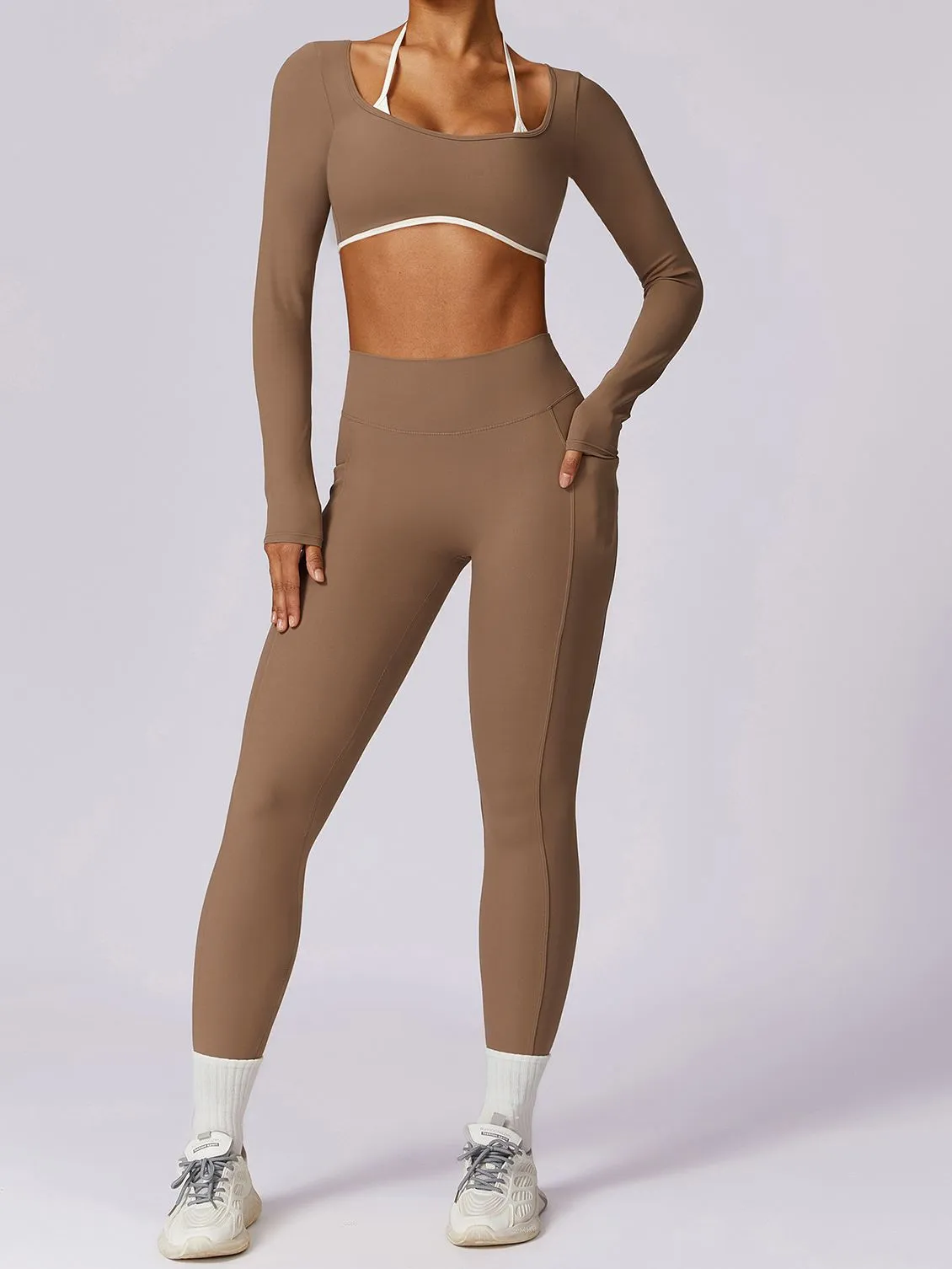 ZASUWA Female Backless Halter V-shaped Waist Quick Dry Tracksuit