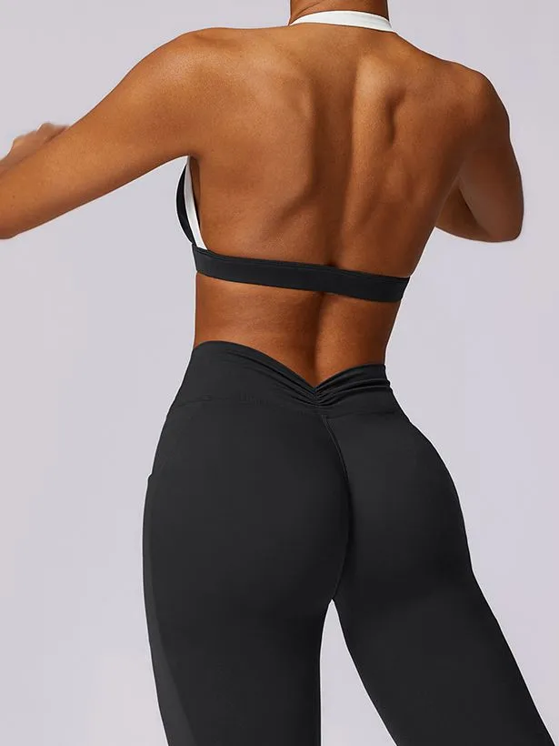 ZASUWA Female Backless Halter V-shaped Waist Scrunch Bum Tracksuit