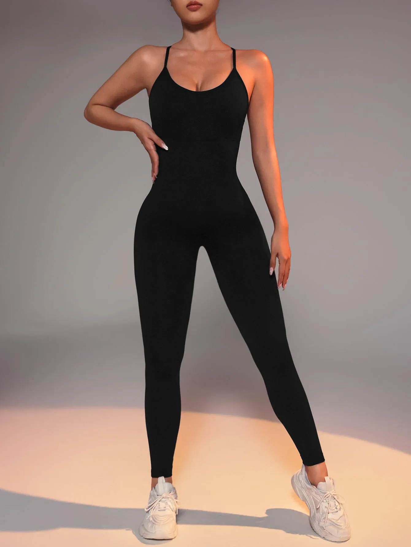 ZASUWA Female Cross Back Scrunch Bum Quick-dry Jumpsuit